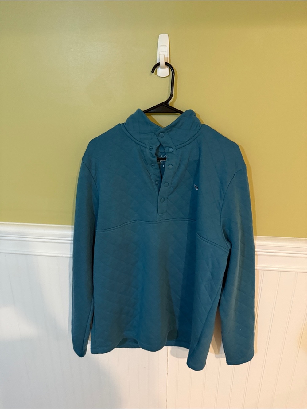 Vineyard Vines Men's Size L 100% Polyester Teal Quilted Pullover
